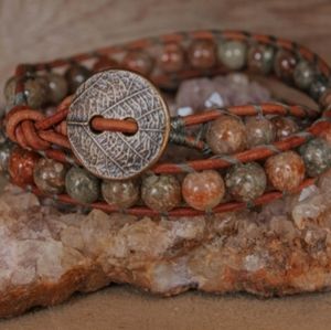 Fallen Leaves - a rustic handmade wrap bracelet.